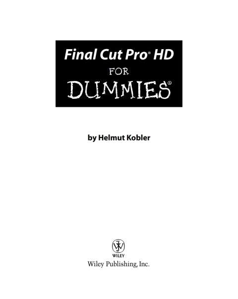 Final Cut Pro HD For Dummies