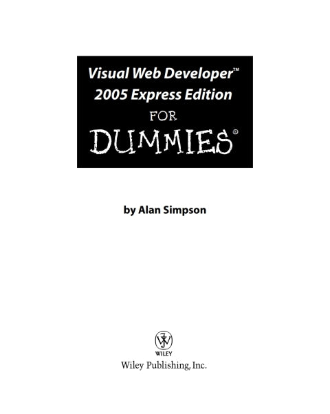Visual Web Developer 2005 Express Edition For Dummies