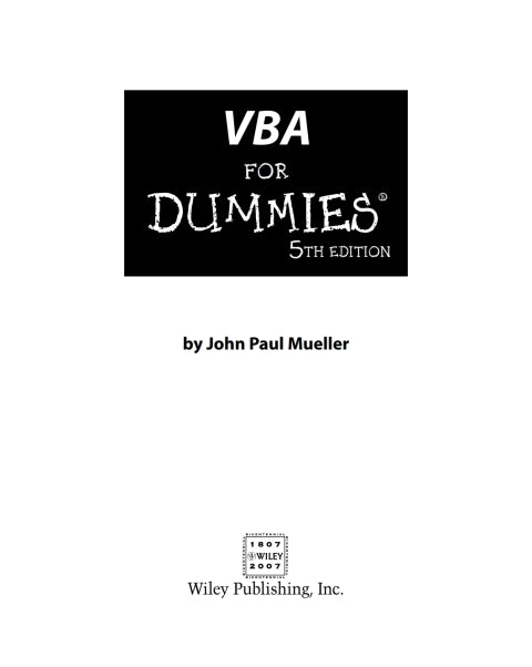 VBA For Dummies