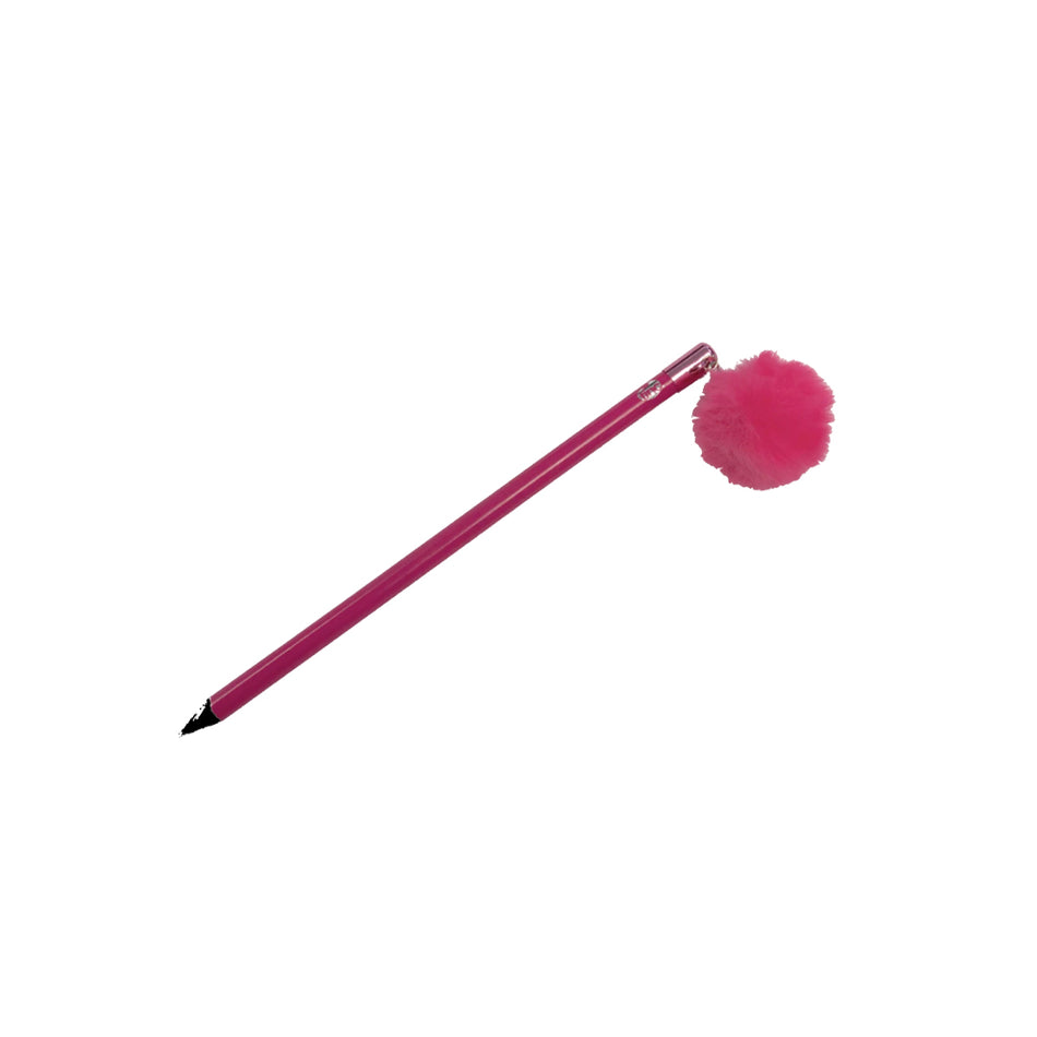 Pink Large Pom Pom Charm Pencil
