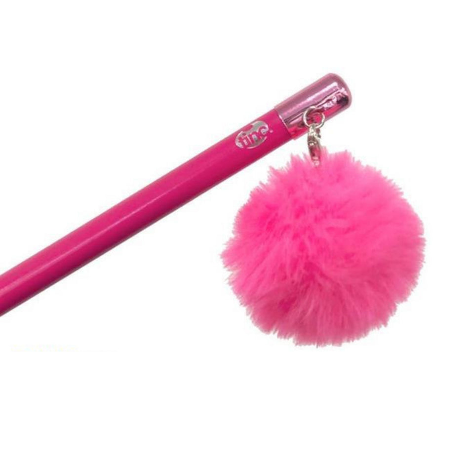 Pink Large Pom Pom Charm Pencil