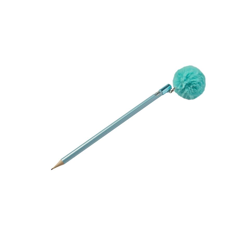 Blue Large Pom Pom Charm Pencil
