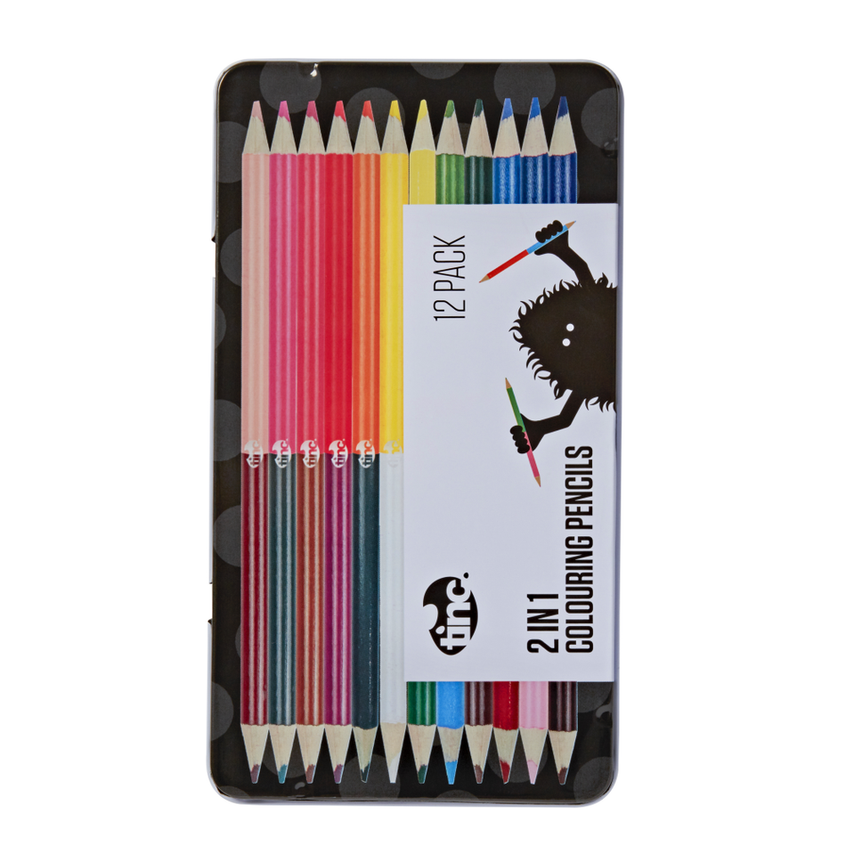 2 in 1 Colouring Pencils Tin (12 pcs)