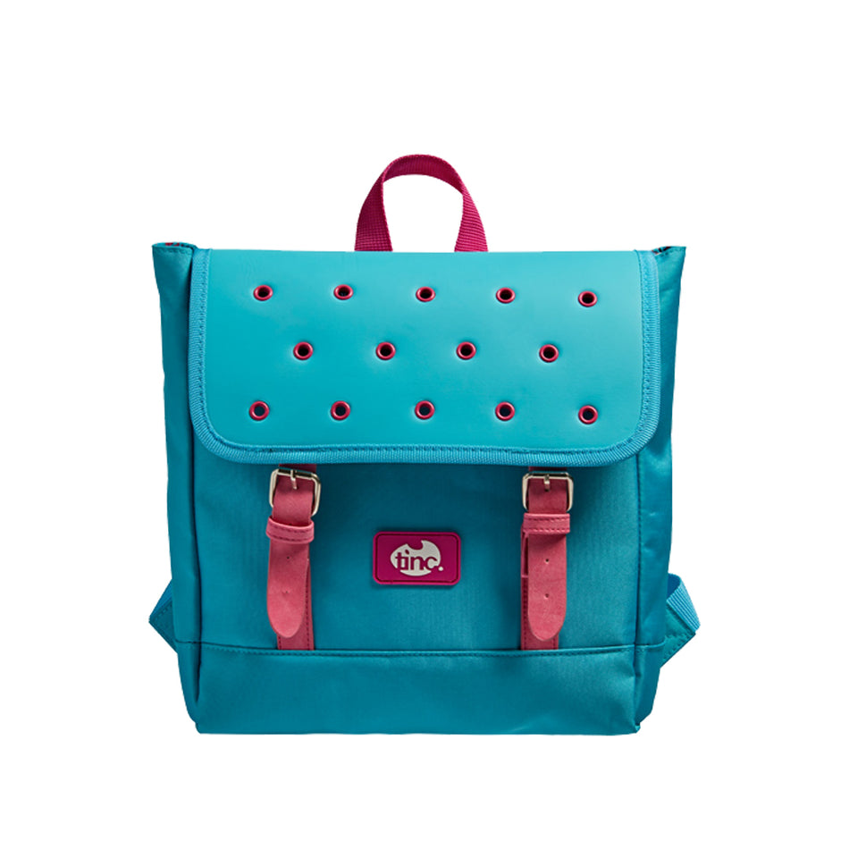 Buds Satchel Backpack - Blue with pink